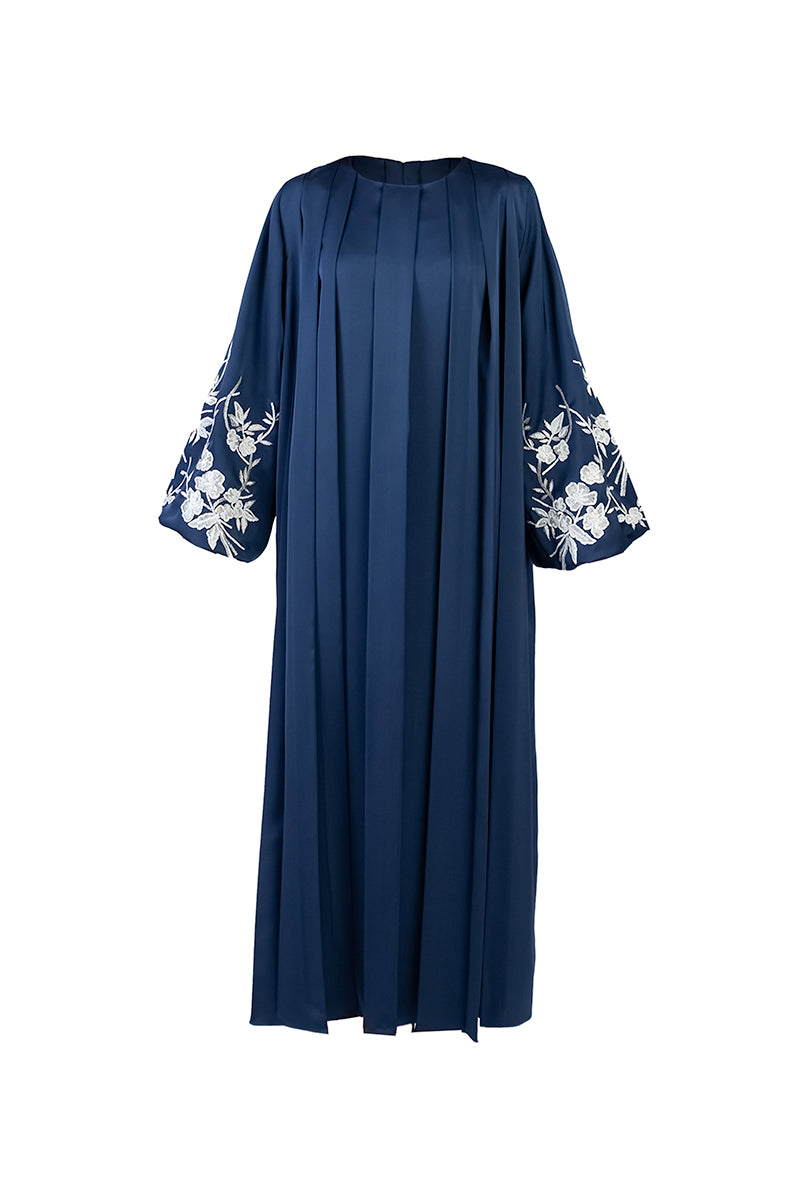 FLORAL EMBROIRDERED DRESS IN NAVY BLUE - CULT MIA