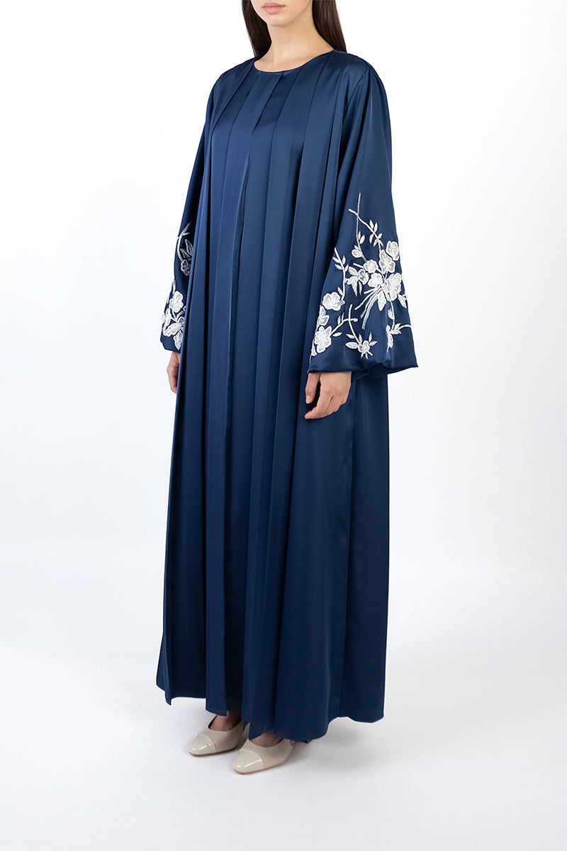 FLORAL EMBROIRDERED DRESS IN NAVY BLUE - CULT MIA