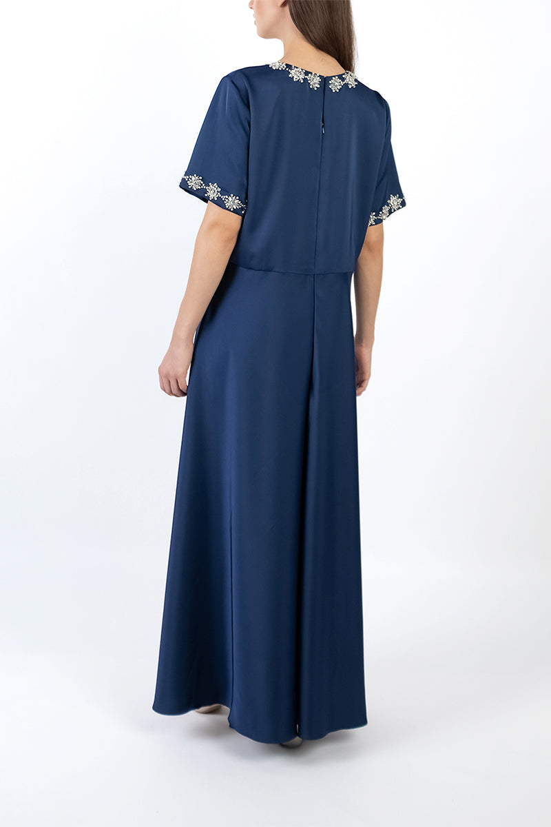 BOW DETAIL DRESS IN NAVY BLUE - CULT MIA