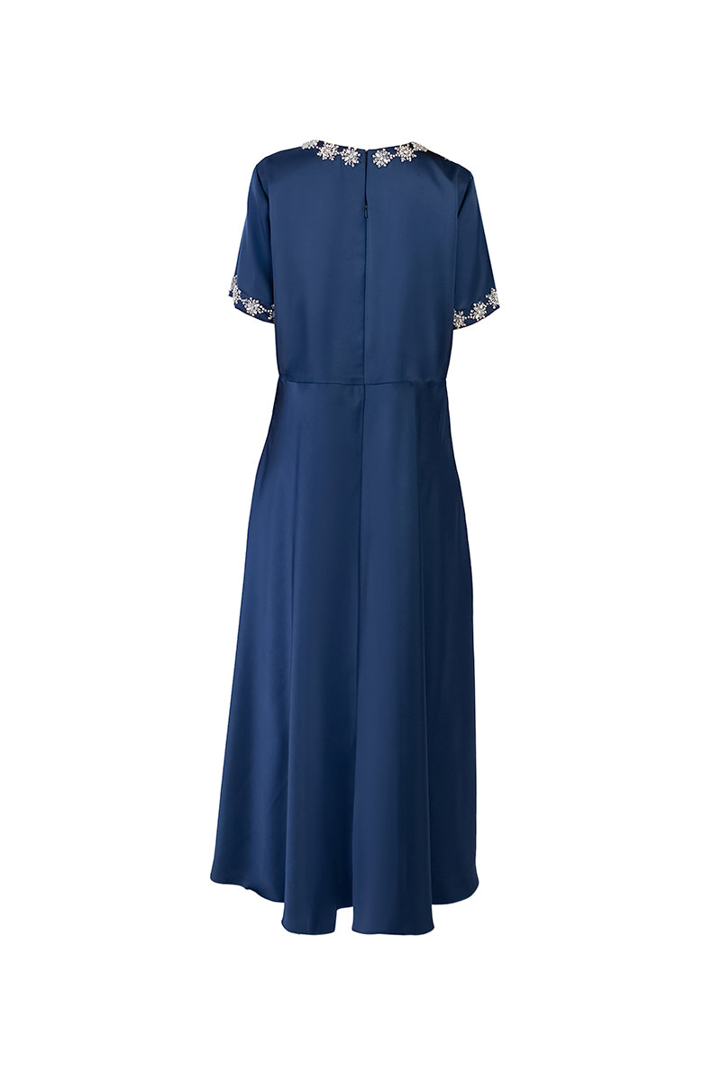 BOW DETAIL DRESS IN NAVY BLUE - CULT MIA
