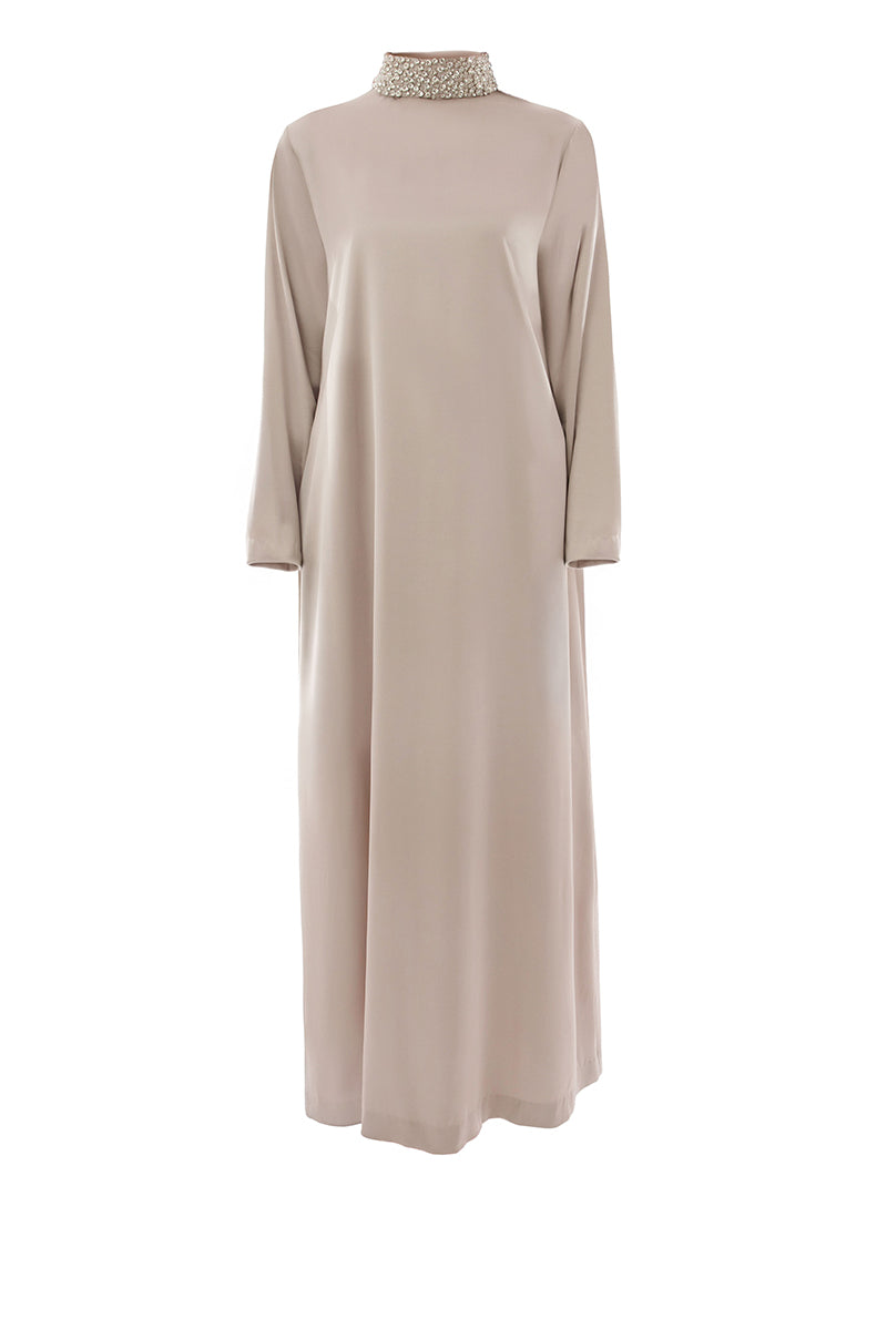 CRYSTAL EMBELLISHED COLLAR DETAIL DRESS - CULT MIA