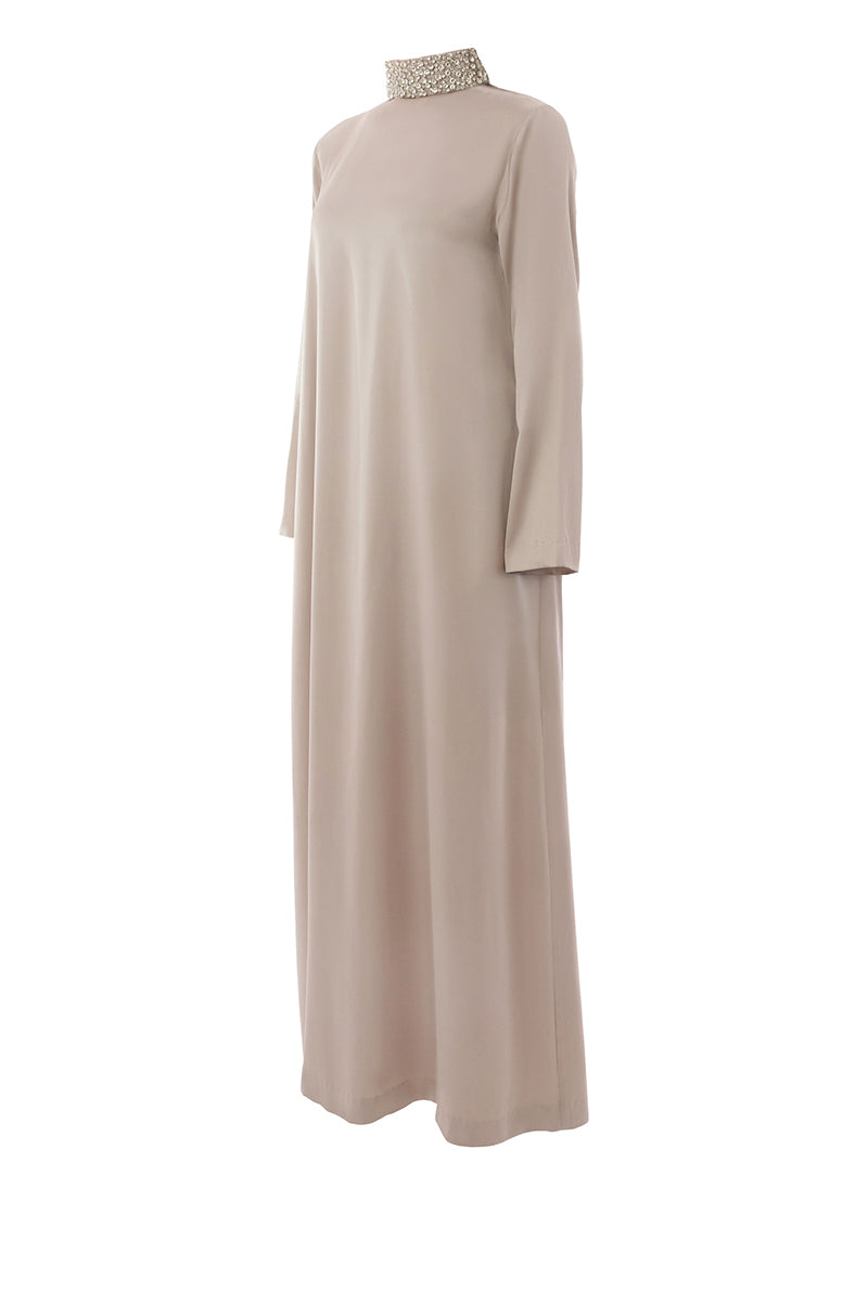 CRYSTAL EMBELLISHED COLLAR DETAIL DRESS - CULT MIA