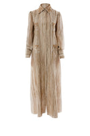 Embroidered Shatha Essa maxi shirt dress with intricate detailing, featuring a flowing silhouette and elegant design.