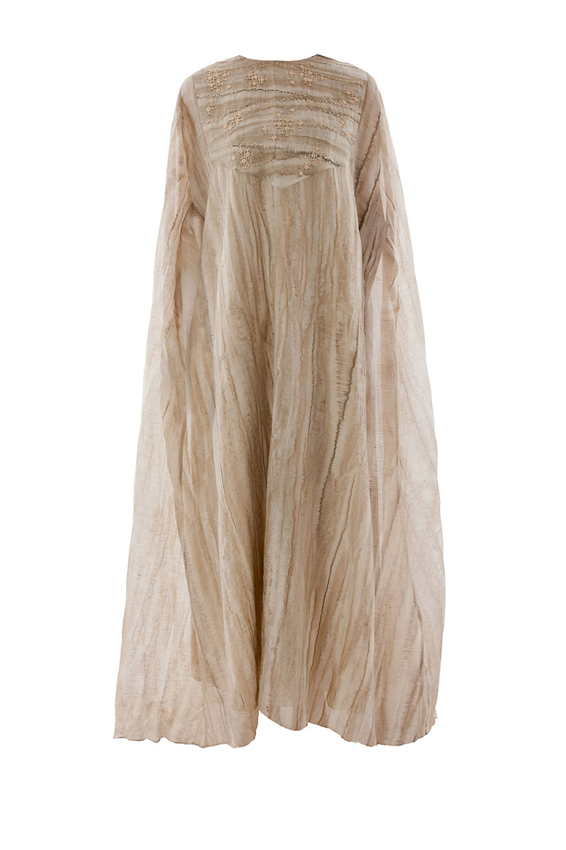 EMBROIDERED CREW NECK CAFTAN WITH INNER DRESS - CULT MIA