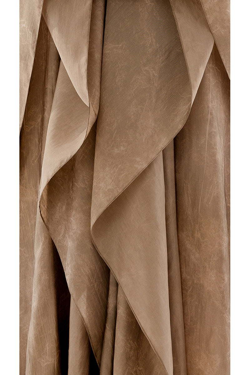 Shatha Essa draped detail caftan top with strappy inner dress, featuring flowing maxi dress style and elegant design.