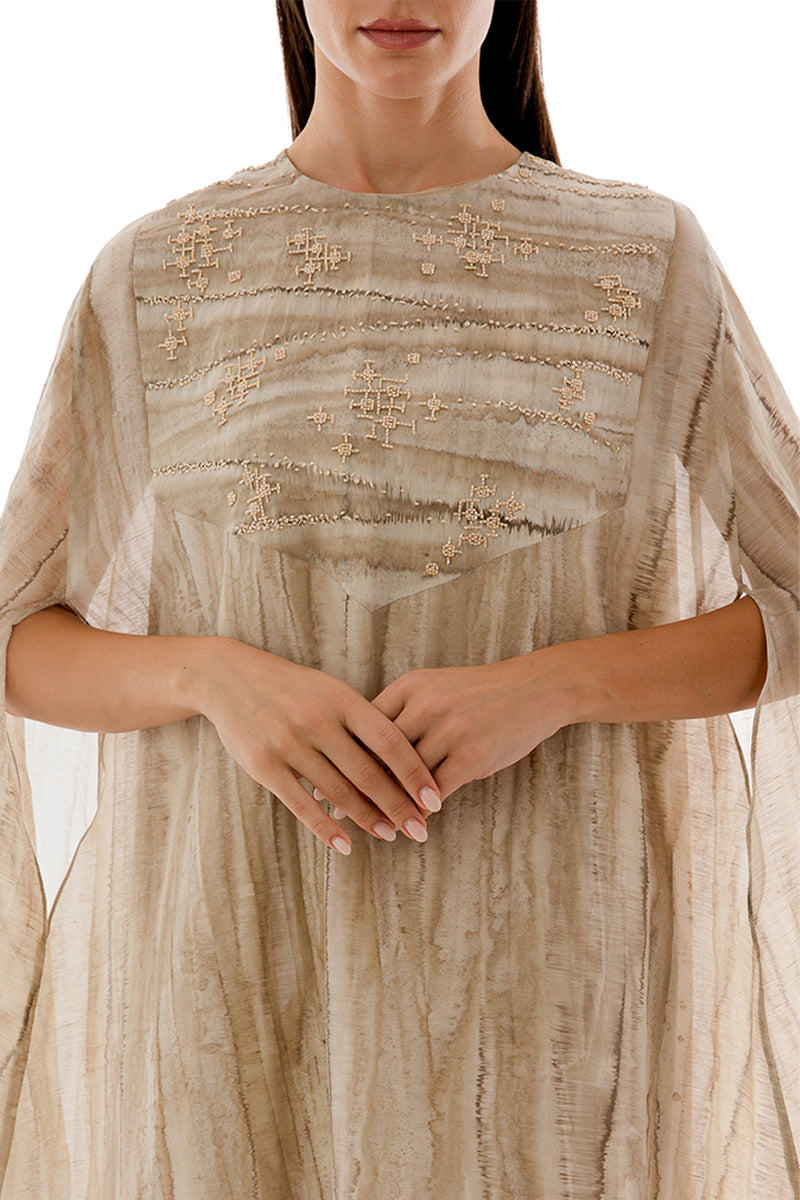 DRAPED DETAIL CAFTAN TOP WITH STRAPPY INNER DRESS - CULT MIA