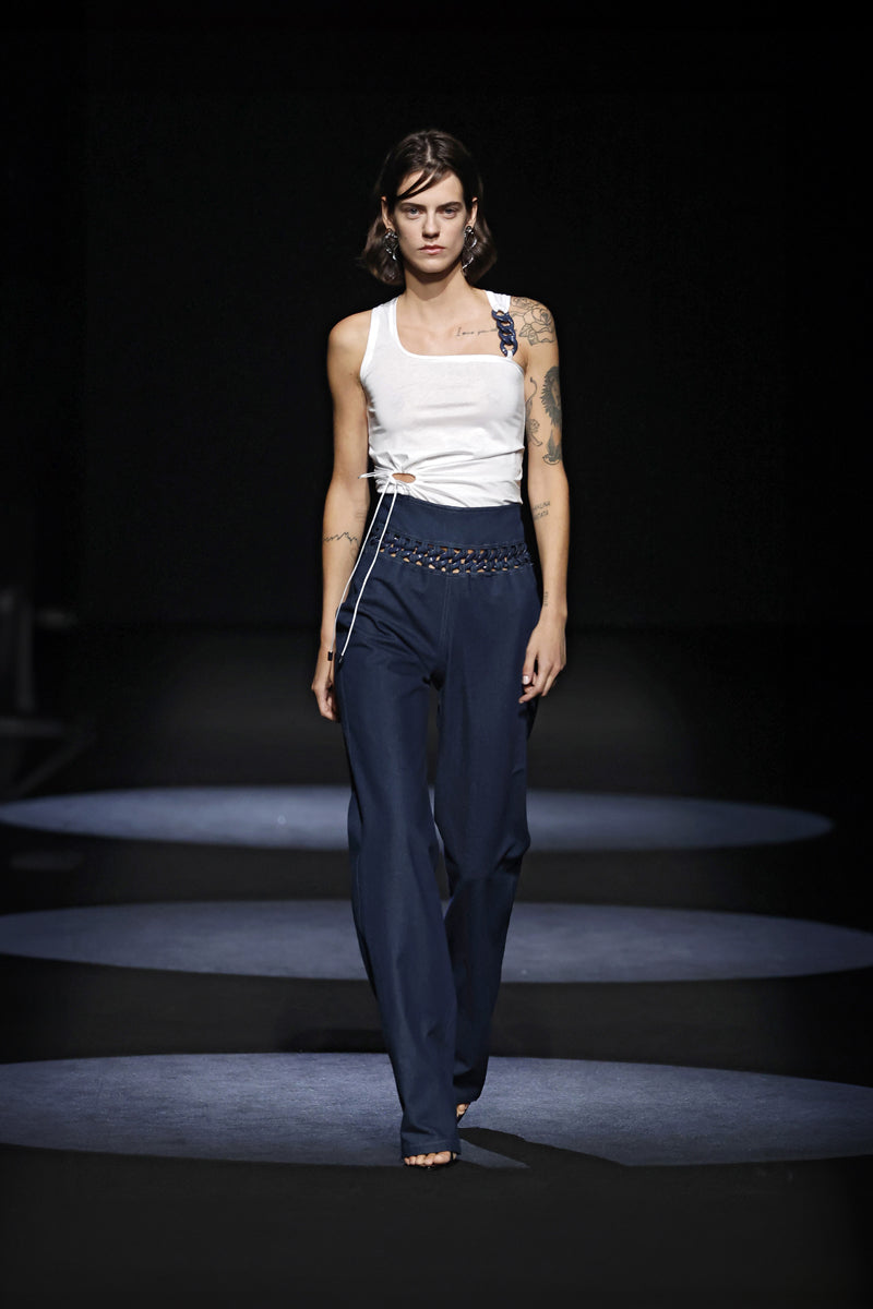 Recycled cotton top by JC Pajares, stylish casual top made from eco-friendly recycled cotton fabric.