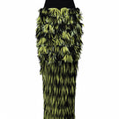 Green Jenny K Tran Retford Maxi Skirt with flowing fabric and elastic waistband, displayed on a hanger.