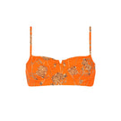 Aguaclara Riad short bikini bustier in vibrant fabric, featuring a fitted design and adjustable straps for a stylish beach look.