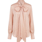 Nude ghost-colored Rida Stripe Shirt by Mastani featuring vertical stripes, long sleeves, and a relaxed fit.