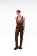 Studio NK Rita tank top in brown, sleeveless casual top made from soft fabric, displayed on a hanger.