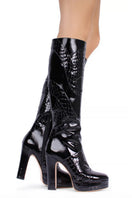 Black River Gloss boots by Terry de Havilland with sleek patent leather finish and pointed toe design.