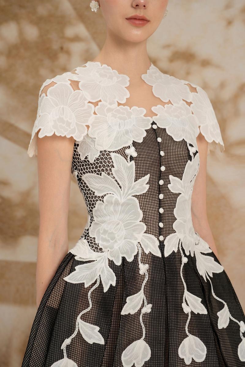 black and white lace mini dress Altar'd State | Delilah Tiered Lace Mini Dress | WHITE-BLACK