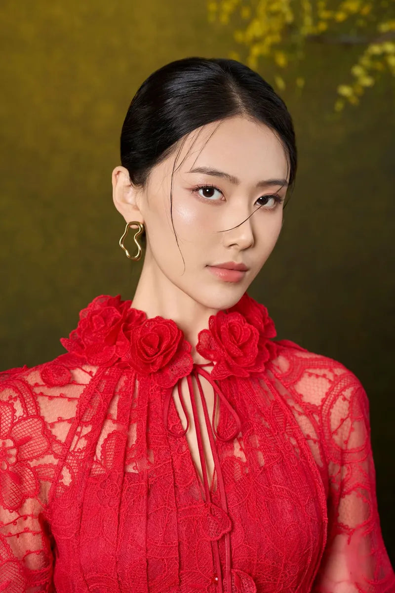 CLAIRE A-LINE PLEATED LACE MIDI DRESS | CULT MIA | ROSEE DE MATIN CLAIRE A-LINE PLEATED LACE MIDI DRESS | CULT MIA | ROSEE DE MATIN