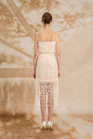 Rosee de Matin Meadow Sheath High Waist Lace Midi Set, stylish cream co-ords with lace detailing and a high waist design.