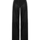 Black leather pants by Acaria Studio featuring a sleek, fitted design with a high waist and modern style.