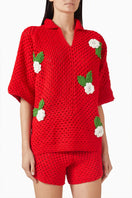 Red ROSARA co-ord set by Jessica K featuring a knitted top and matching bottoms, styled for a trendy, coordinated look.