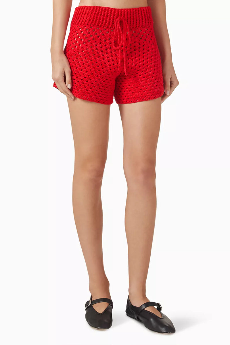 Jessica K red ROSARA co-ords set featuring a knitted top and matching pants, stylish and comfortable for casual wear.