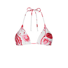 Aguaclara Rouge Triangle Bikini Top in vibrant printed fabric, featuring adjustable straps and classic triangle design.