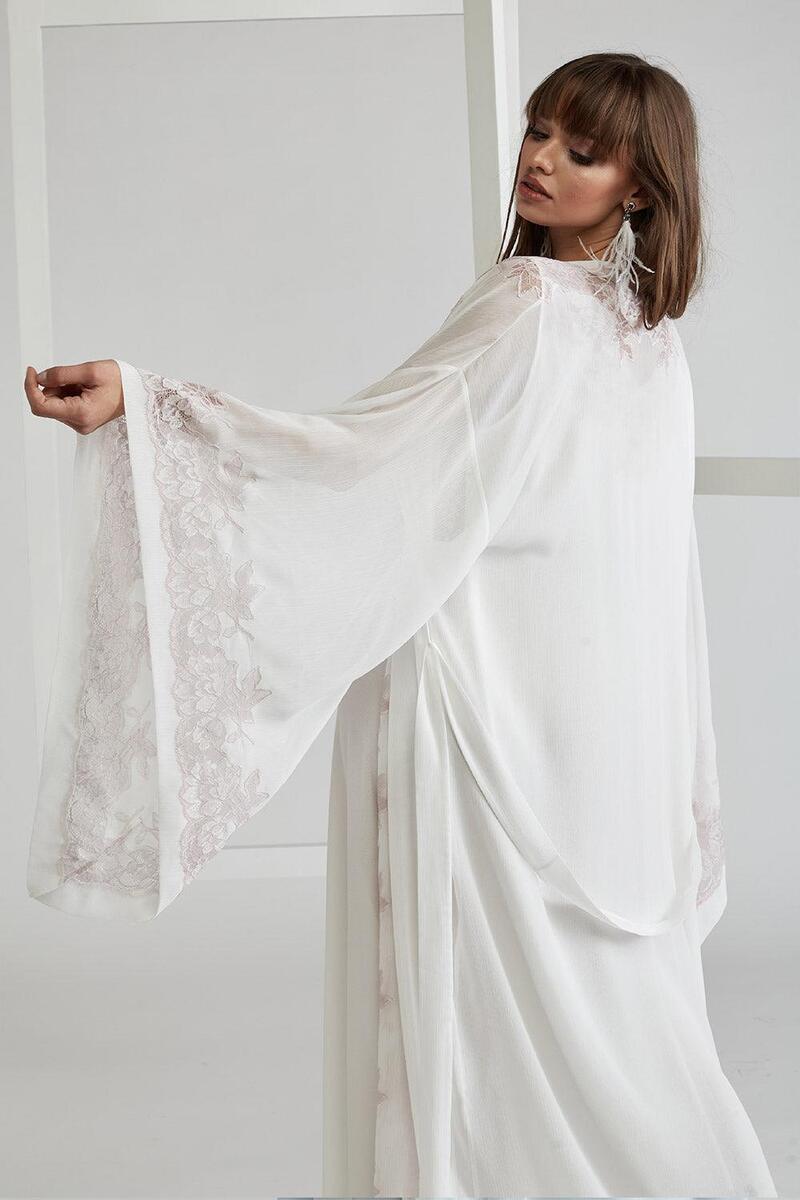 SOFIA SILKY CHIFFON OFF WHITE ROBE - CULT MIA