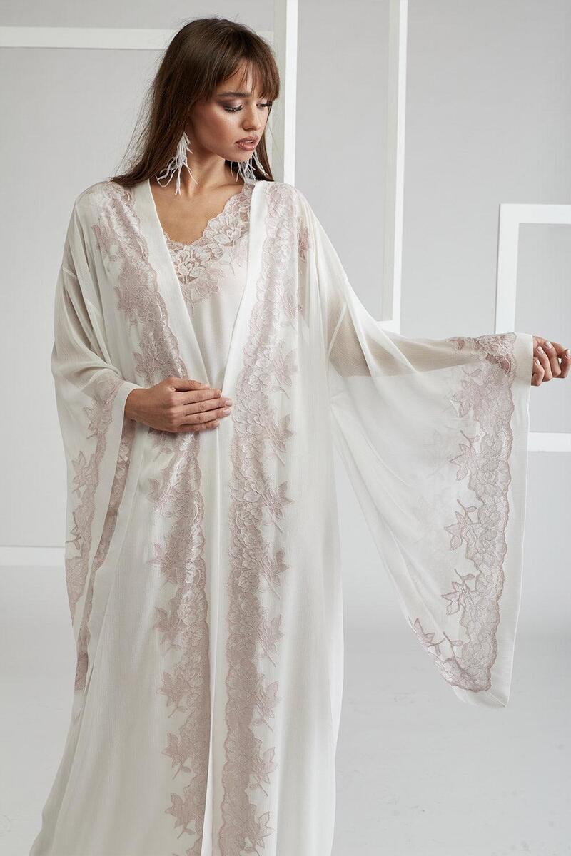SOFIA SILKY CHIFFON OFF WHITE ROBE - CULT MIA