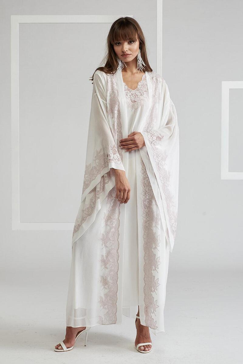 SOFIA SILKY CHIFFON OFF WHITE ROBE - CULT MIA
