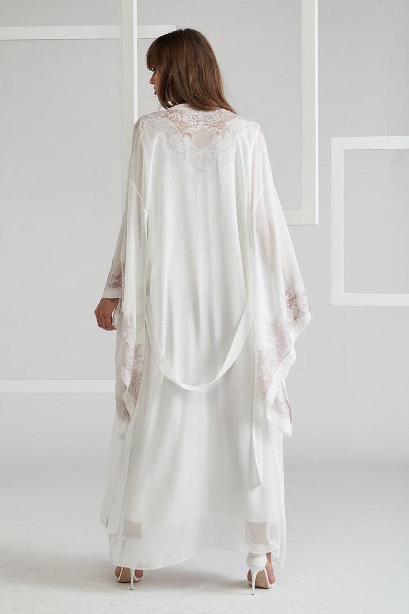 SOFIA SILKY CHIFFON OFF WHITE ROBE - CULT MIA