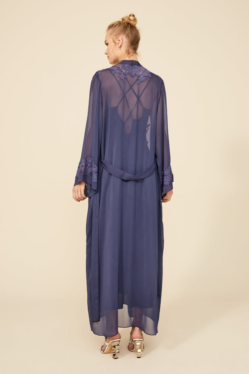 SAPPHIRE LONG SILKY INDIGO ROBE - CULT MIA