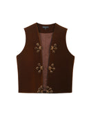 Aidan & Ice brown Isador vest, stylish sleeveless outerwear with a tailored fit, shown on a plain background.