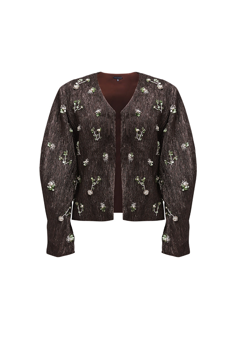 Aidan & Ice Louisa jacket in stylish, lightweight fabric with a tailored fit, shown in a natural stance.