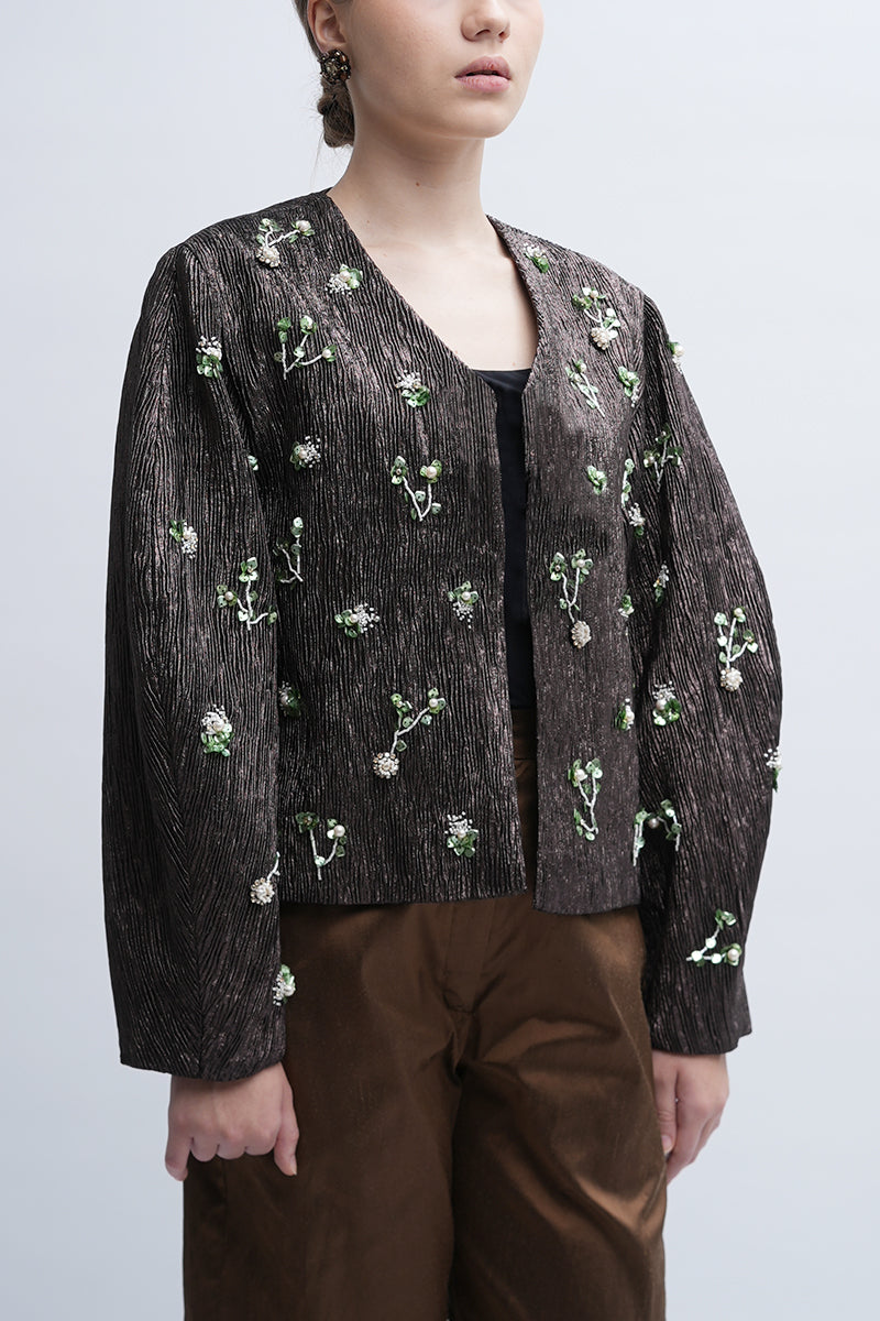 Aidan & Ice Louisa jacket in a stylish, fitted design with a zipper front and collar, displayed on a neutral background.