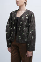 Aidan & Ice Louisa jacket in stylish fabric, featuring a tailored fit and modern design, displayed on a hanger.
