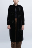 Aidan & Ice Nocturne Coat, stylish dark-colored outerwear with tailored fit, featuring a sleek collar and button details.