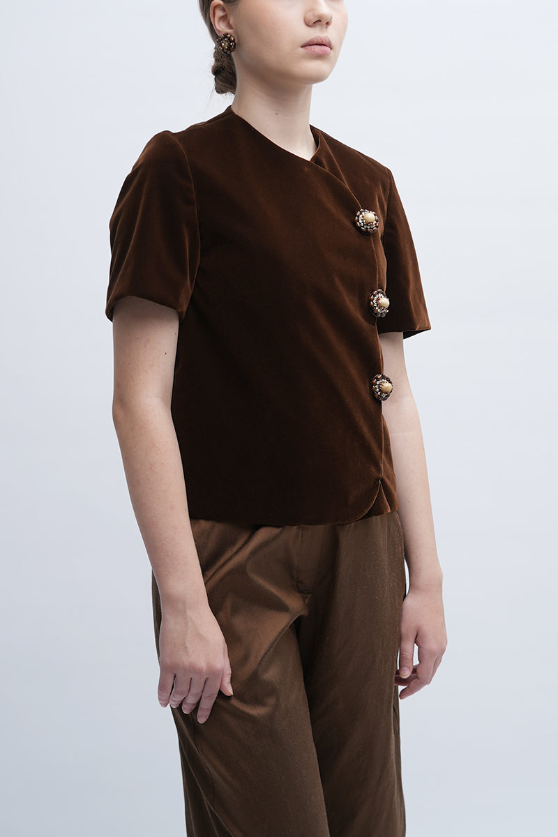 Aidan & Ice Verona Top in brown, lightweight casual tops with a relaxed fit, shown in natural fabric and stylish design.