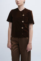 Aidan & Ice Verona top in brown, featuring a stylish design, displayed on a white background with detailed fabric texture.