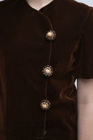 Brown Verona top by Aidan & Ice, stylish women's blouse with a fitted design, shown on a model.