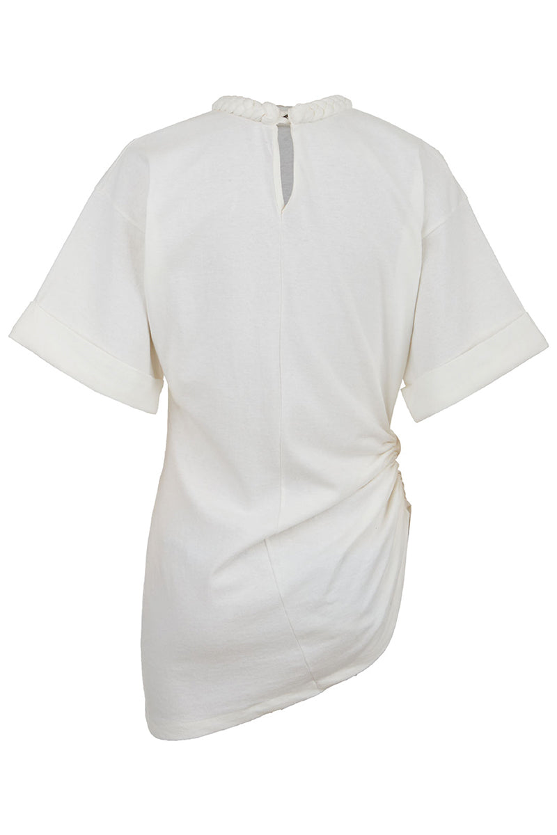 RUCHED BRAIDED T-SHIRT IN WHITE - CULT MIA