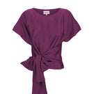 Majestic MASTANI Rani Wrap Top in rich aubergine color, featuring a stylish design on a model.
