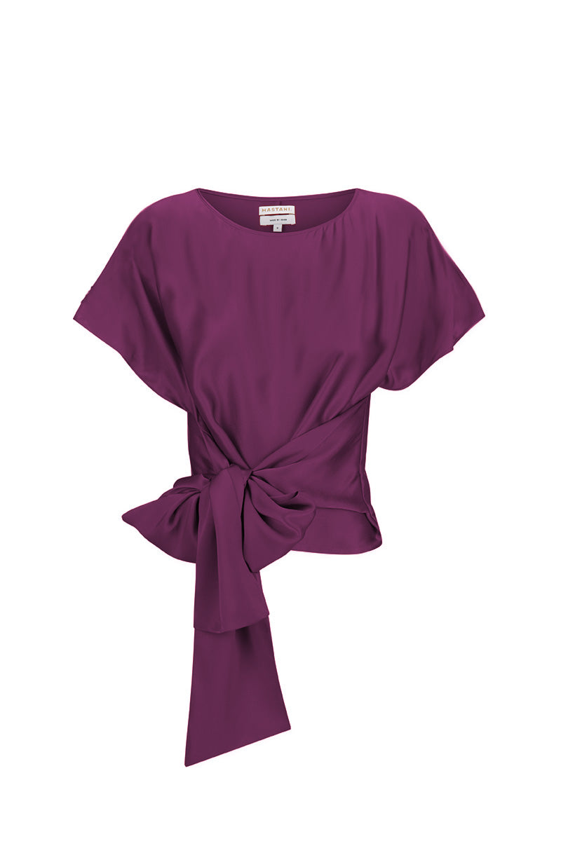 RANI WRAP TOP IN AUBERGINE
