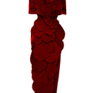 Elegant red velvet gown by Happy Clothing featuring a flowing maxi dress design with a rich red rose color.