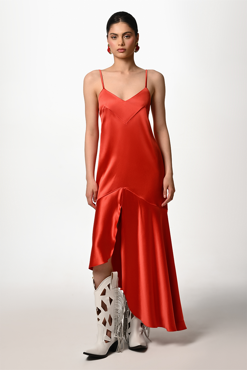 red satin slip dress midi ZARA NWT WOMAN SS24 SATIN MIDI SLIP DRESS RED SMALL