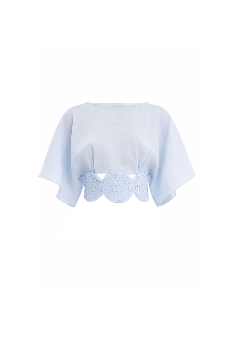 Baby blue Redondo Top by Maylé Vásquez, featuring a stylish, fitted design perfect for casual or dressy wear.