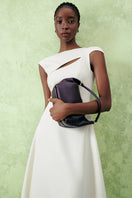 White Hollyhock A-line cut-out crepe midi dress by Lecia, featuring a stylish silhouette and elegant design.