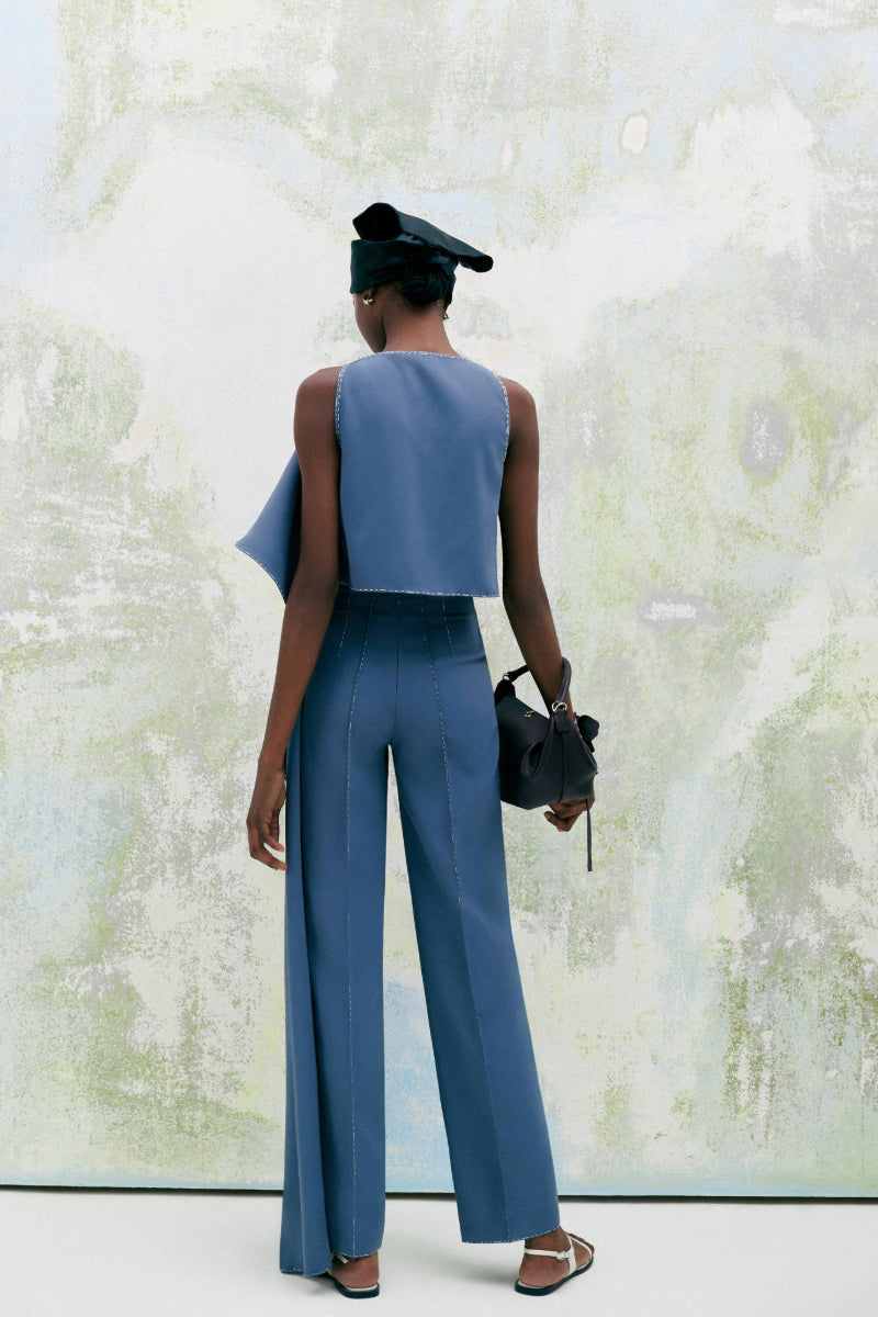 ELONGATED STRAIGHT SLIM LEG CREPE ANKLE LENGTH PANTS - CULT MIA