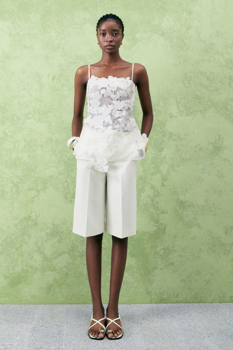 NARCISSUS SLIT SPAGHETTI STRAP ORGANZA TOP - CULT MIA