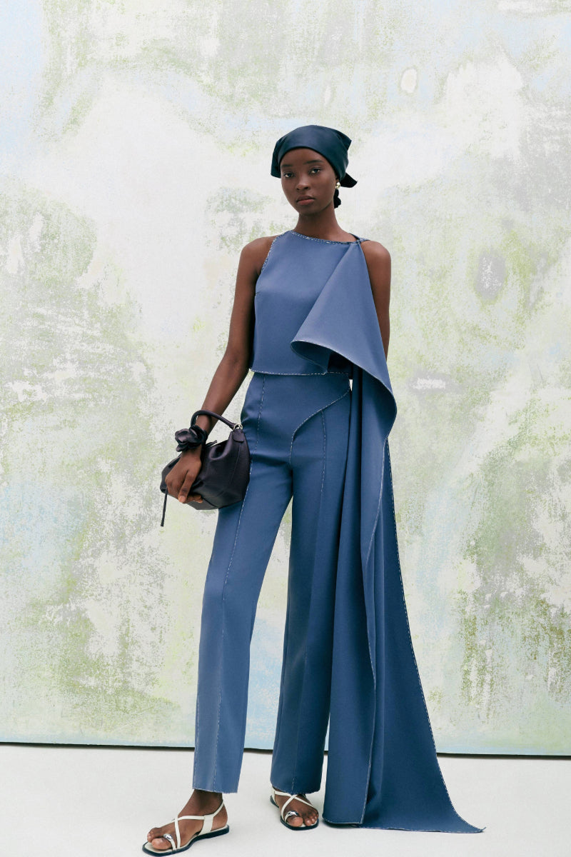 ELONGATED STRAIGHT SLIM LEG CREPE ANKLE LENGTH PANTS - CULT MIA