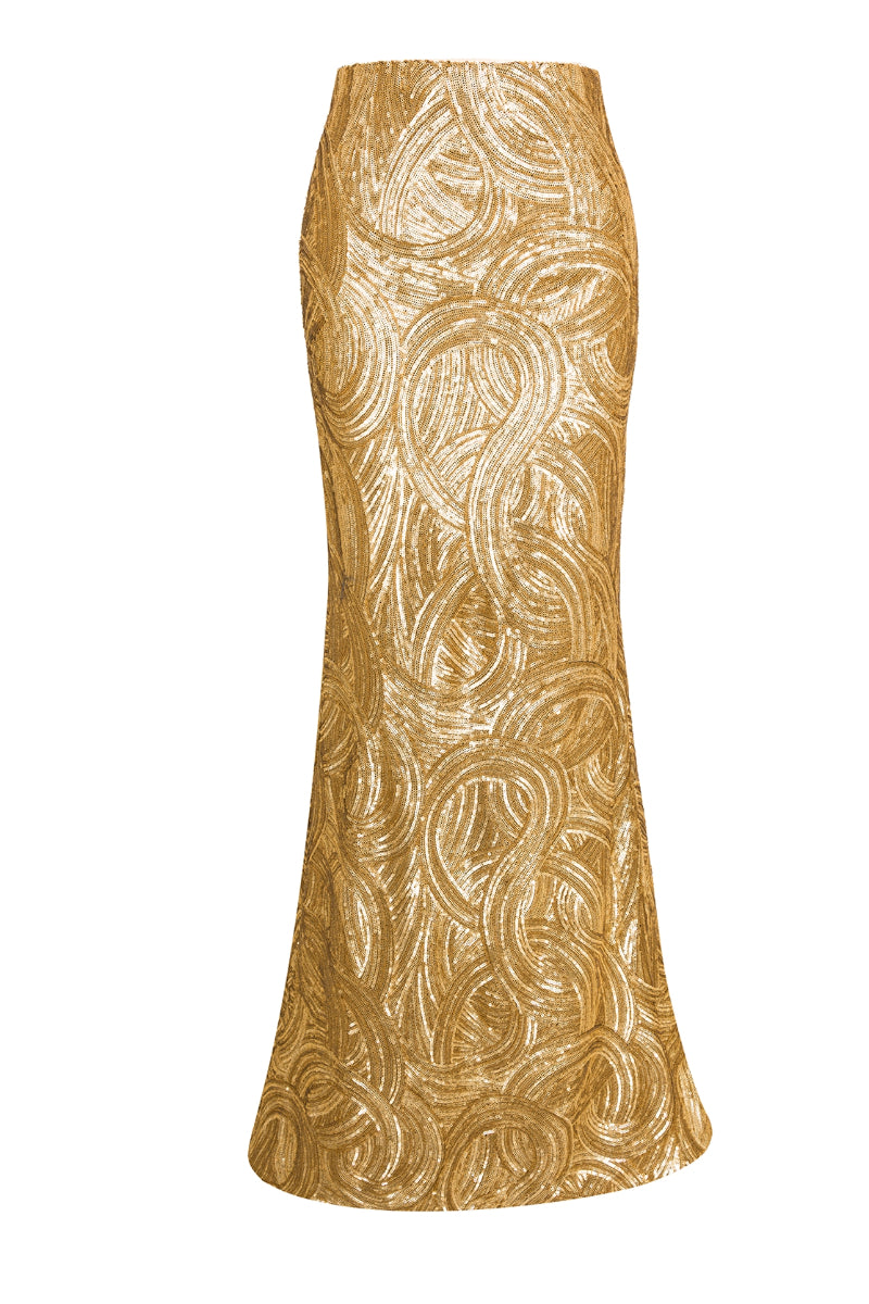 Nana Gotti Empire Chic Maxi Skirt in flowy fabric with a stylish, elegant design perfect for casual or dressy occasions.