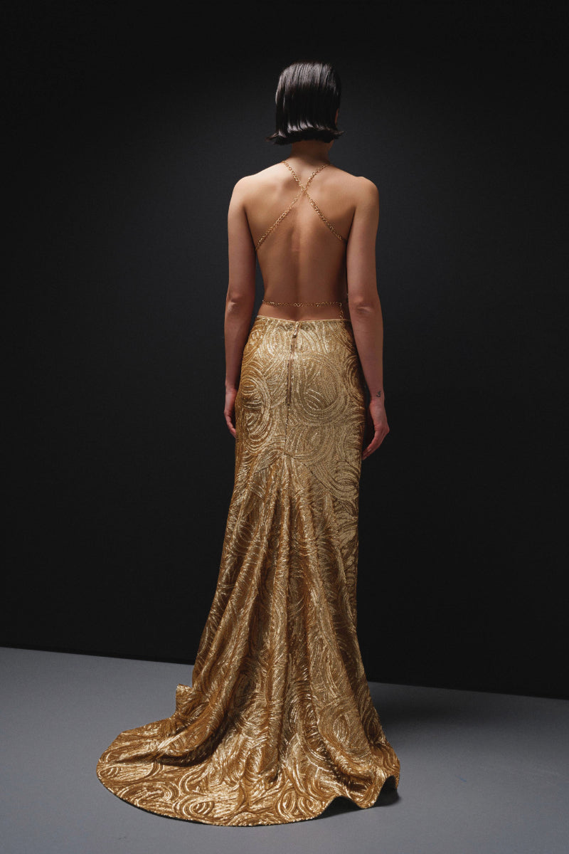 Nana Gotti Empire Chic Maxi Skirt in flowing fabric with a stylish design, perfect for elegant everyday wear.