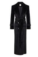 Nana Gotti Astor Allure Coat displayed on a hanger, showcasing a stylish, tailored coat with a sleek design and neutral color.