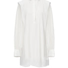 White crinkle chiffon shirt by EEGEN STUDIO featuring a loose fit with long sleeves and a classic collar.
